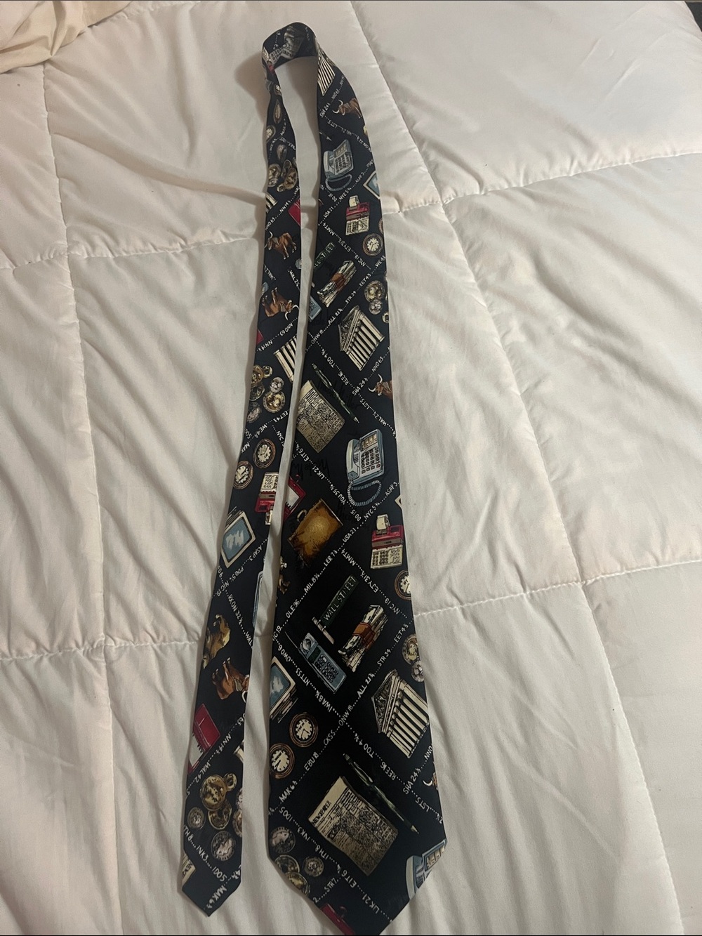 Nicole Miller Black Tie with Multicolor Wall Street Icons (#31)